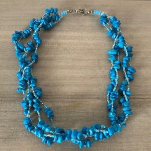 Blue Howlite Stone & Beaded necklace